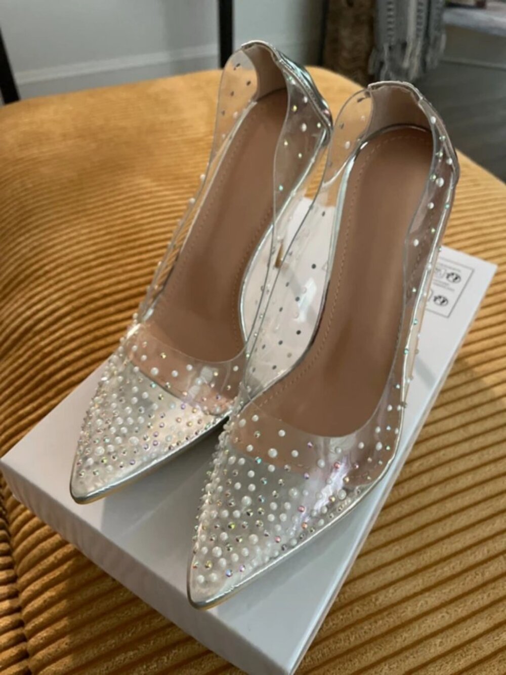 Rhinestone Silver Heels